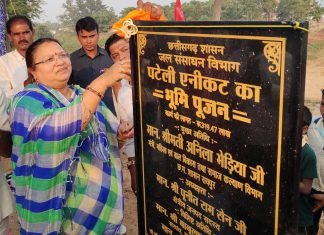 मंत्री श्रीमती भेंडिया ने 3 करोड़ की लागत से बनने वाले एनीकट का किया भूमिपूजन